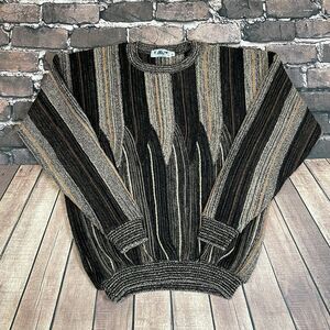 Vintage Lavane Textured Sweater Mens XL Knit Coogi Style Bill Cosby USA Pattern